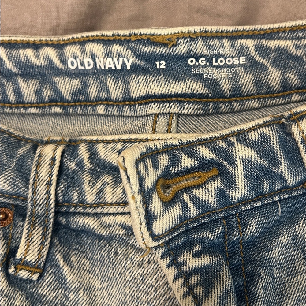 Old Navy Blue and Tan Denim Jeans